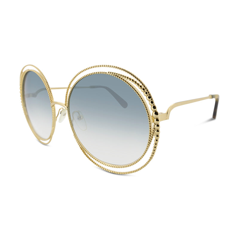 Chloe Gold Metal Frame Round Sunglasses CE114SC 838 (No Case)