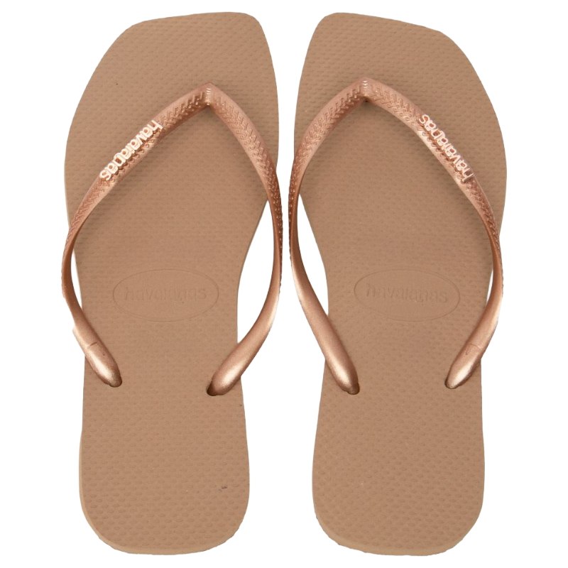 Havaianas Slim Square Logo Rose Gold Flip Flops Size EUR 35/36