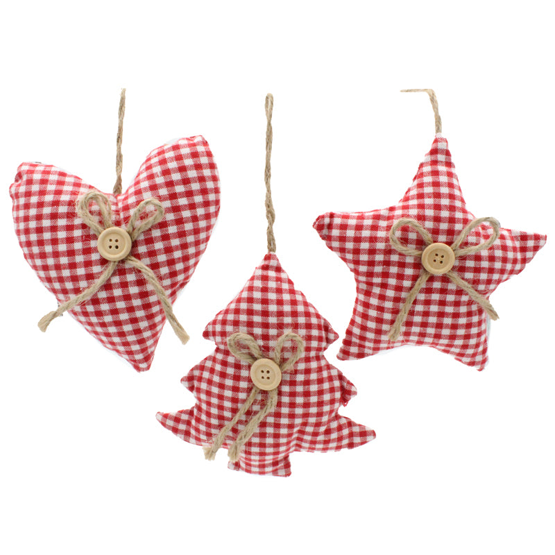 Christmas Gingham Tree Decorations