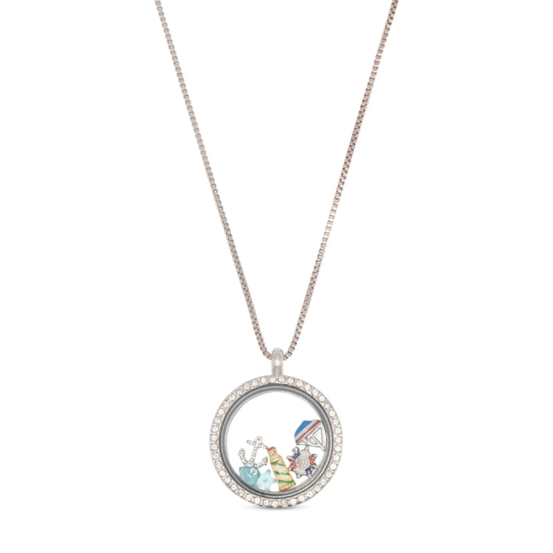 Crystal Round Rhinestone Locket Necklace - Choose