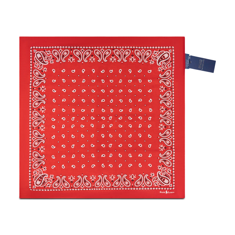 Ralph Lauren Paisley Cotton Scarf Red Bandanna