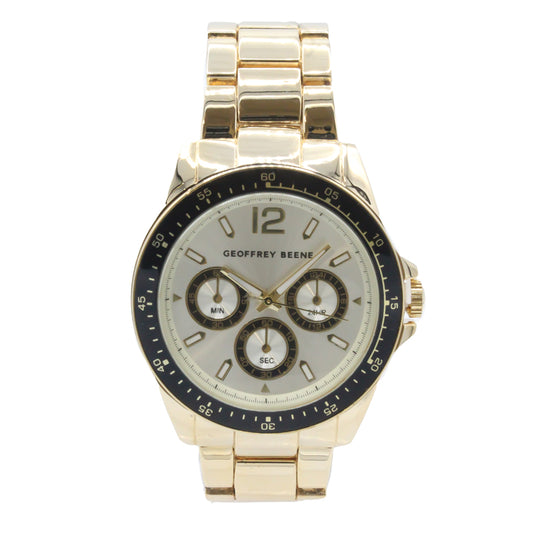 Geoffrey Beene Men's Goldtone Bracelet Black Aluminum Bezel Watch GB8068GDCHBK