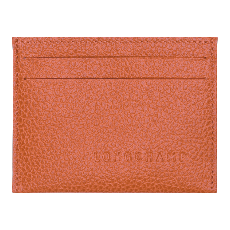 Longchamp Le Foulonne Leather Card Holder Paprika Red