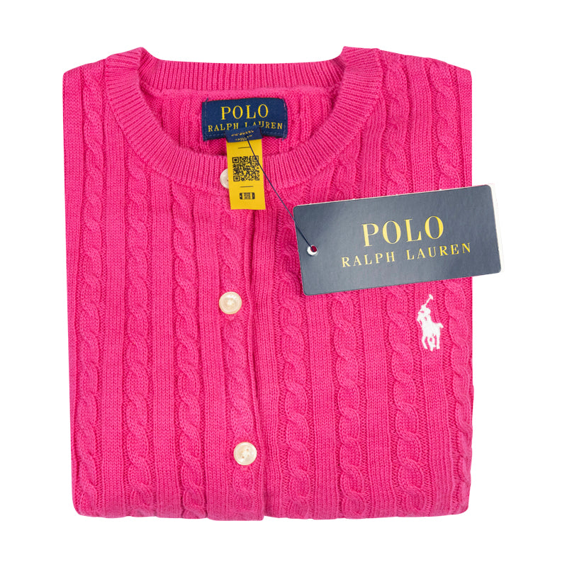 Ralph Lauren Polo Mini Cable Cotton Cardigan Pink Girls
