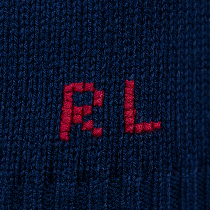 Polo Ralph Lauren Painting Bear Knitted Hoodie Navy Blue Men's