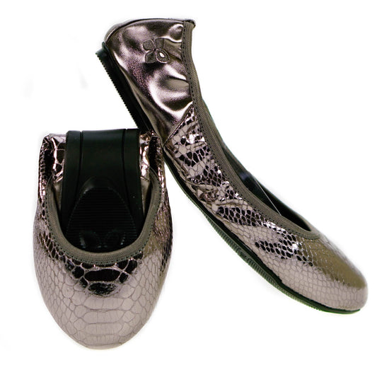 Butterfly Twists Vivienne Fold Up Ballerina Shoes Metallic Pewter Size 4 (37)