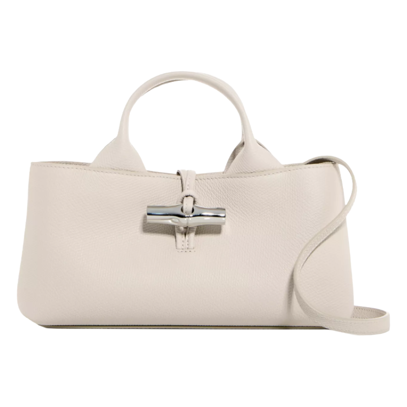 Longchamp Le Roseau Top-Handle Leather Bag Paper White