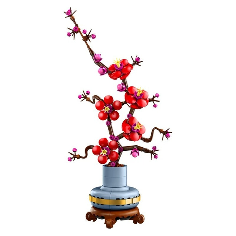 LEGO Botanicals Plum Blossom 10369 red and magenta flowers in blue pot
