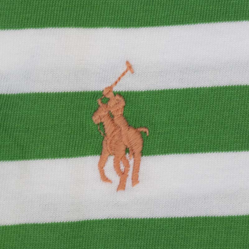 Ralph Lauren Classic Fit Cotton T-Shirt Green & White Striped Men's