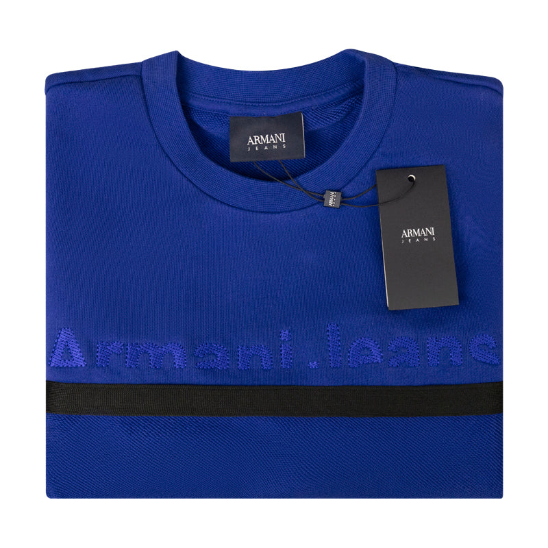 Armani Jeans Logo Blue Sweatshirt - X Large