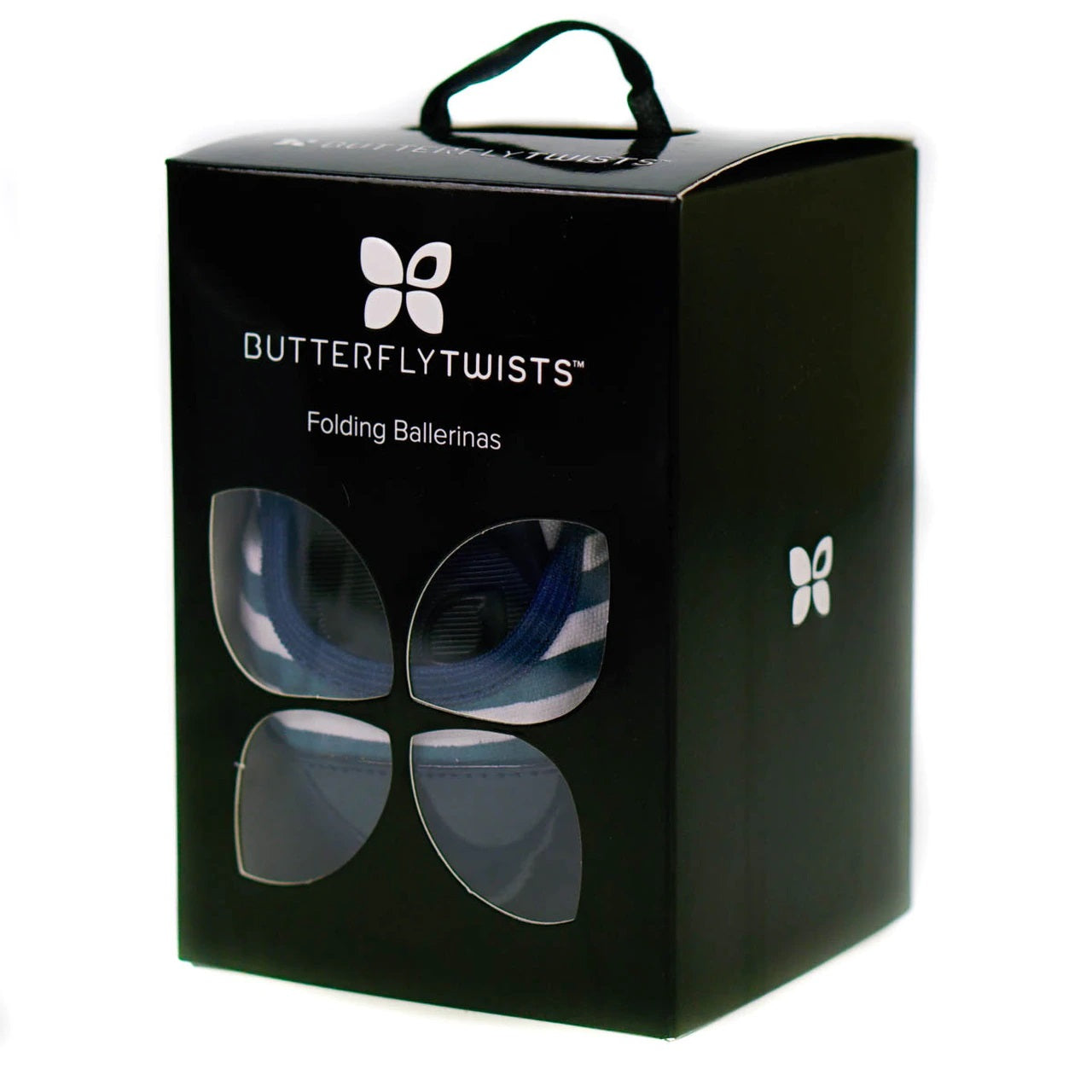 Butterfly Twists Kate Fold Up Ballerina Shoes Navy & White Stripes Size 3 (36)