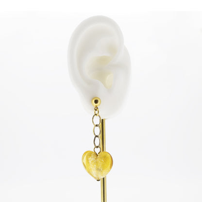 Antica Murrina Gold Glass Heart Earrings