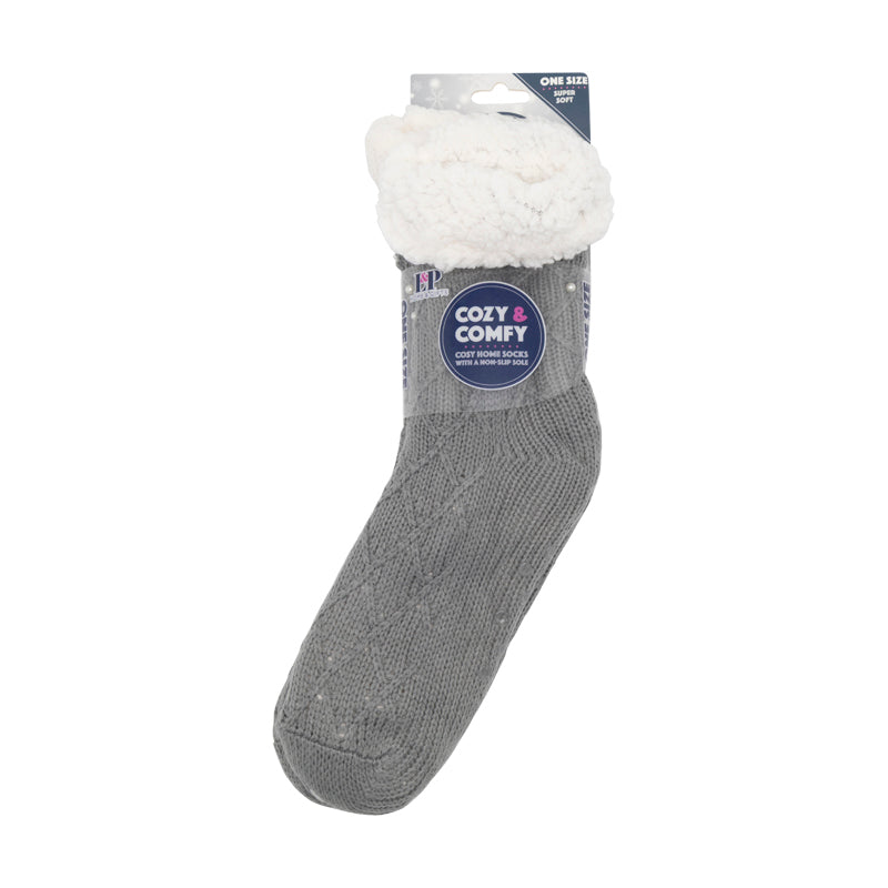 Cosy & Comfy Pearl Slipper Socks - Grey