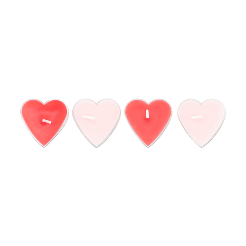 Pink & Red Heart Tealight Candles Pack Of 4