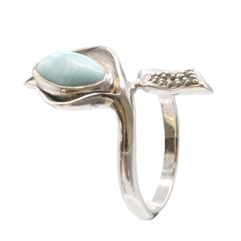 Marahlago Calla Larimar Stone Sterling Silver Ring Size 7