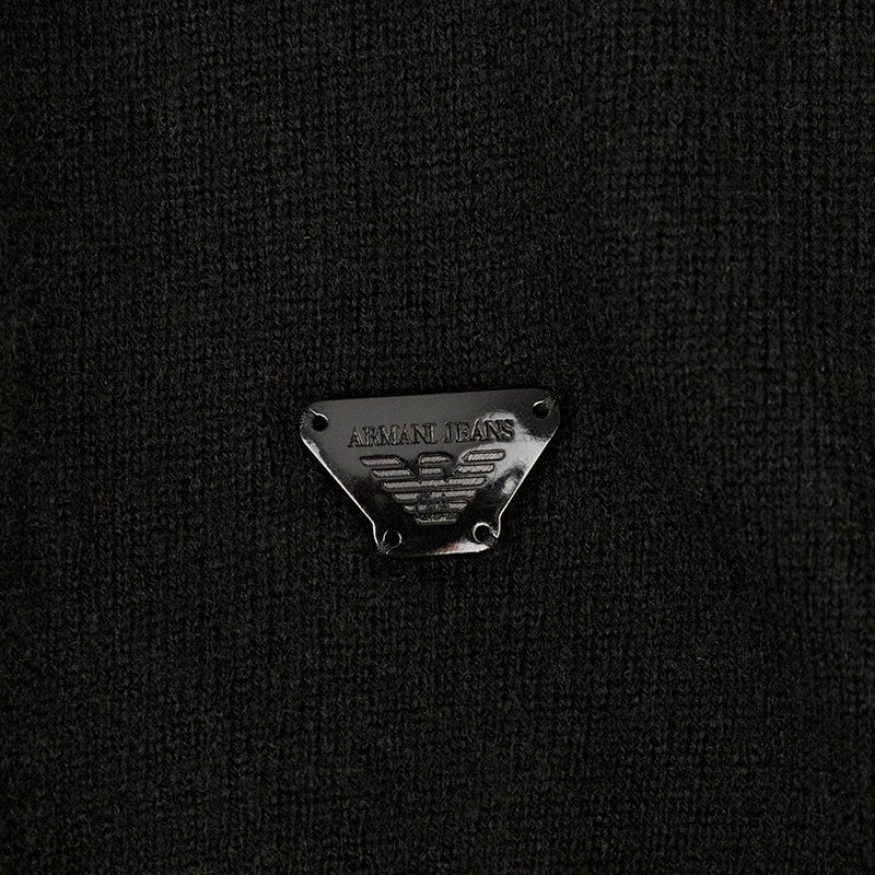 Armani Jeans Wool Cashmere Men's Black Jumper 6Y6MD2 - Small