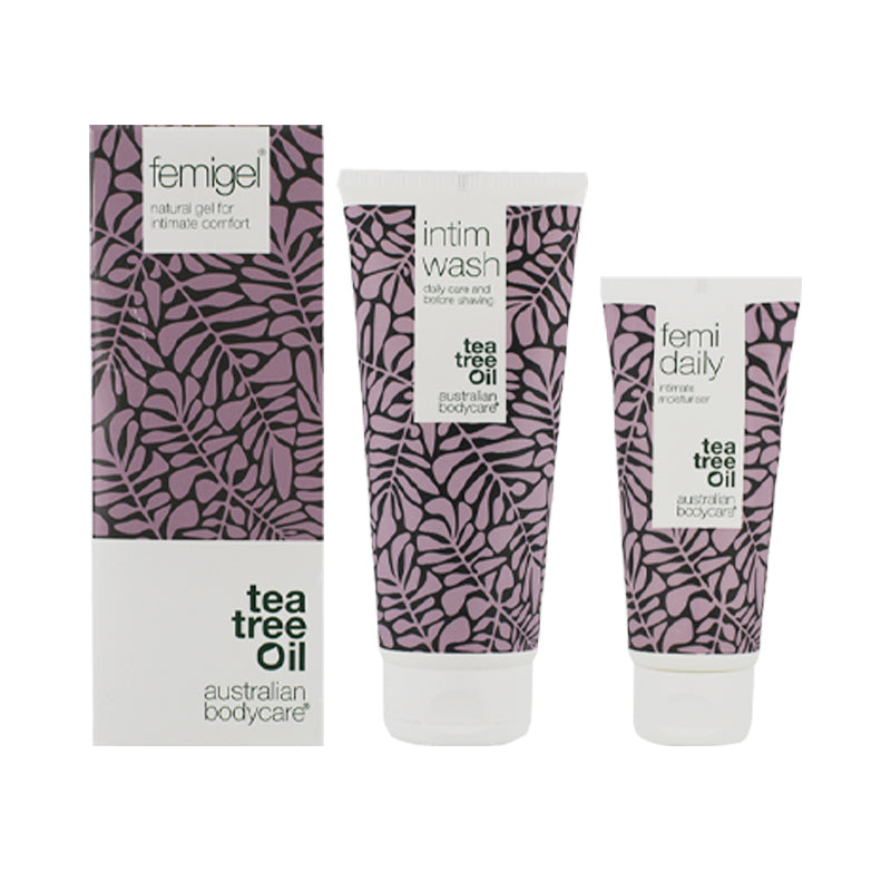 Intimate Wash 200ml Moisturiser 100ml Gel 5 x 5ml Vegan Set Australian Bodycare