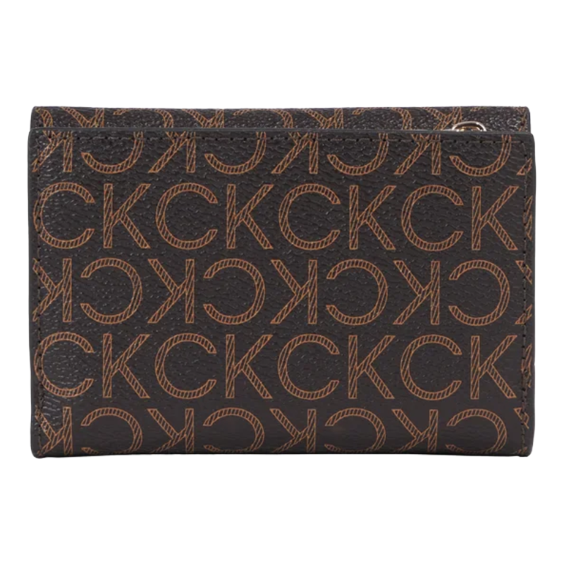 Calvin Klein Tri Fold Women's Purse Brown Mono K60K611324