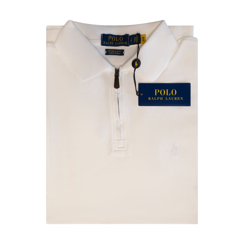 Ralph Lauren Polo Men's Custom Slim Fit Polo Quarter Zip Shirt White