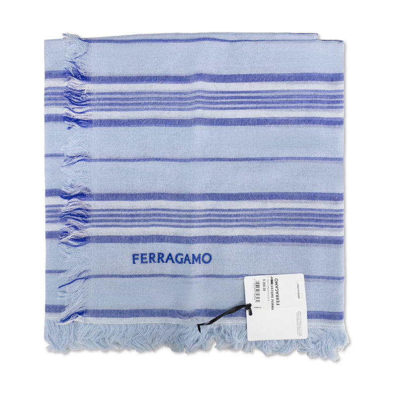 Salvatore Ferragamo Striped Scarf Light Blue