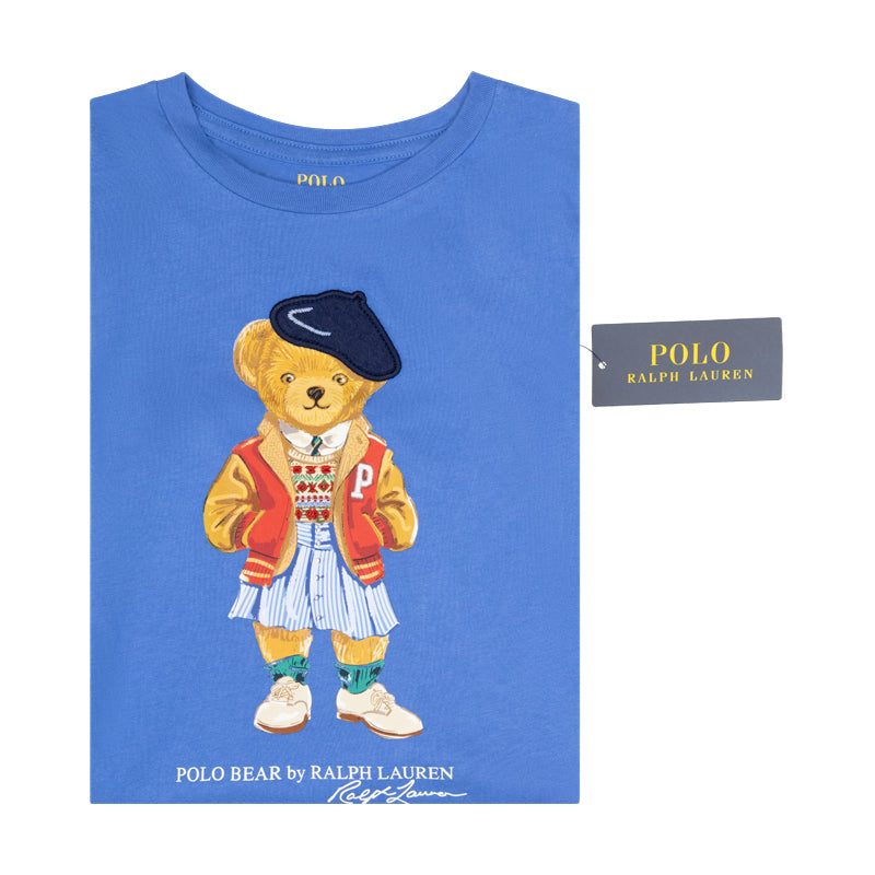 Ralph Lauren Polo Bear Cotton Girls Jersey T-Shirt Blue