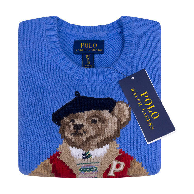 Ralph Lauren Polo Bear Knitted Girls Jumper Blue