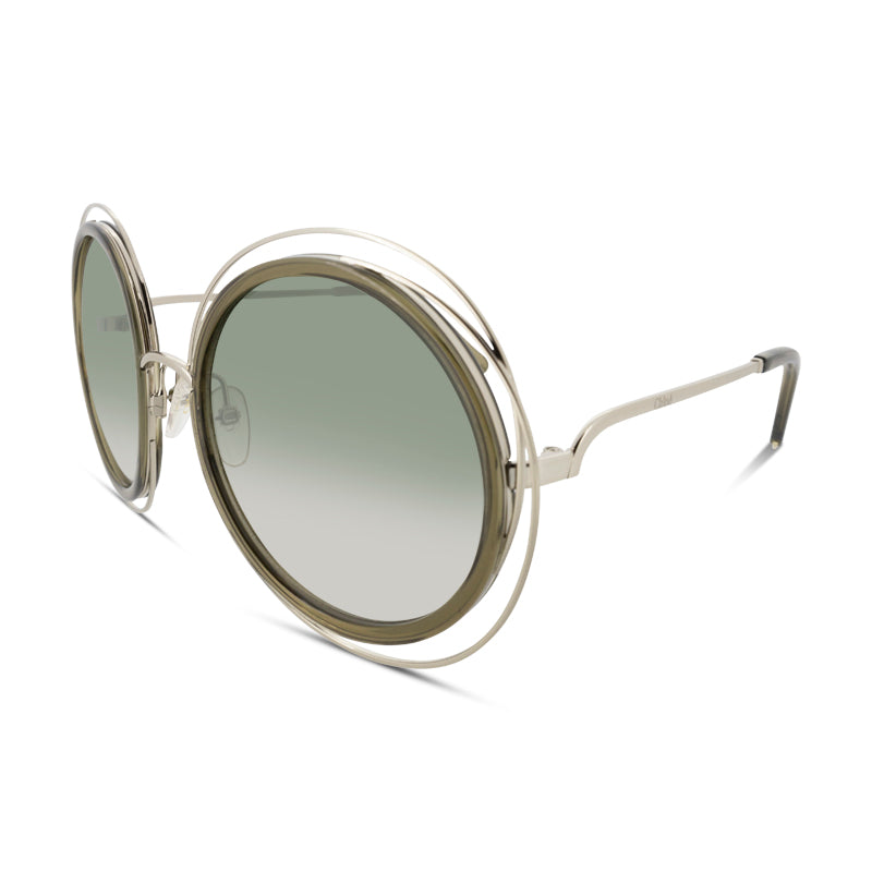 Chloe Gold Green Lens Round Sunglasses CE120S 750 (No Case)
