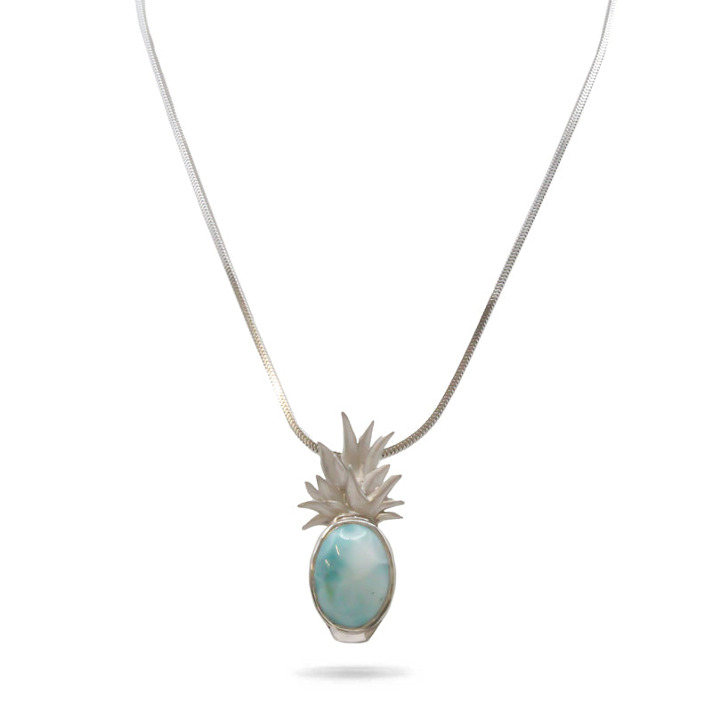 Marahlago Pineapple Larimar Stone Sterling Silver Necklace