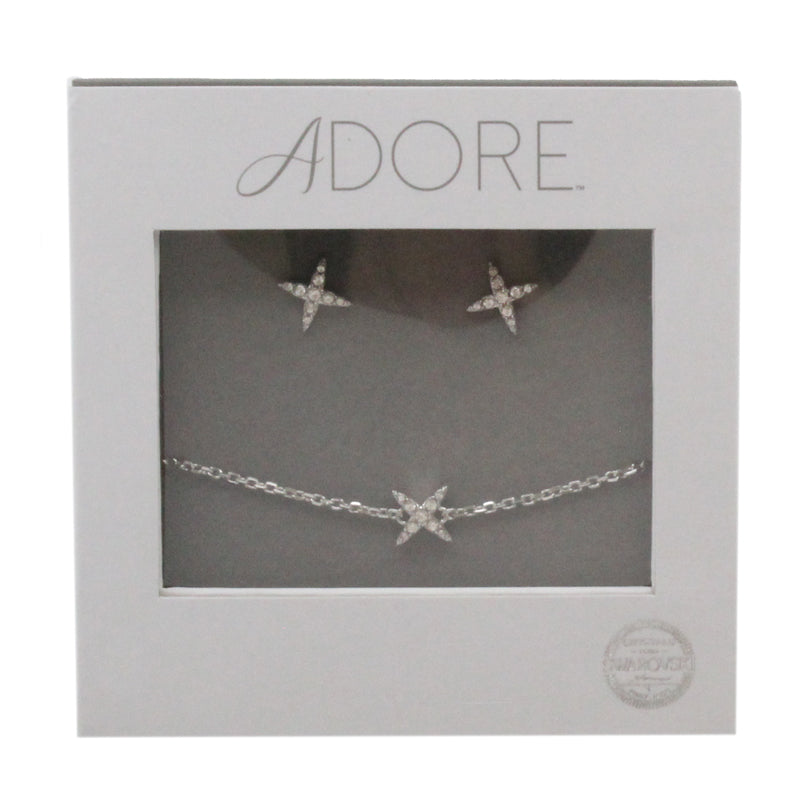 Adore Elegance Silver Necklace And Earrings Set