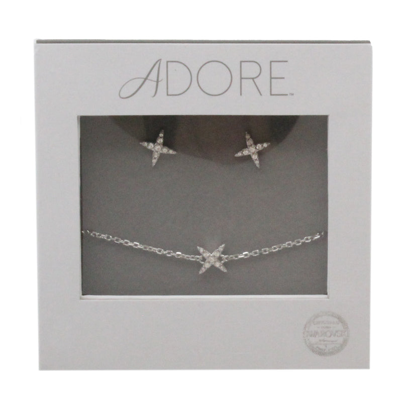 Adore Elegance Swarovski 4 Point Star Bracelet & Earring Set