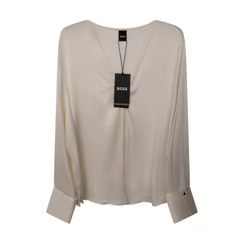 Hugo Boss Silk Women's Blouse Shirt Bidinta White