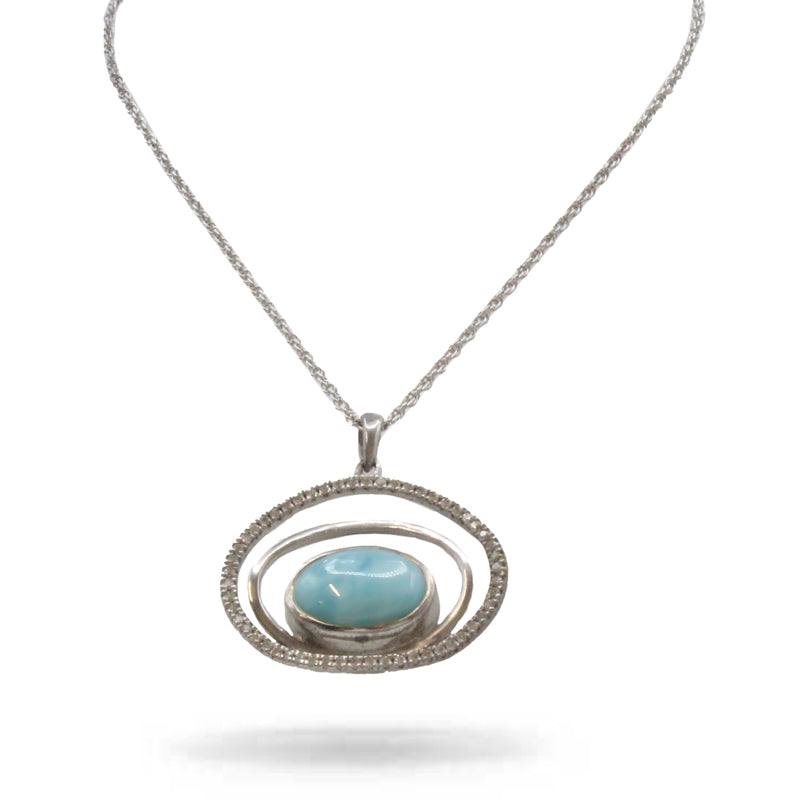 Marahlago Eclipse Larimar Stone Sterling Silver Necklace