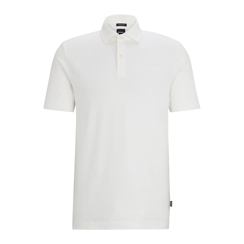 Hugo Boss Cotton Linen Press 56 Men's Polo Shirt White