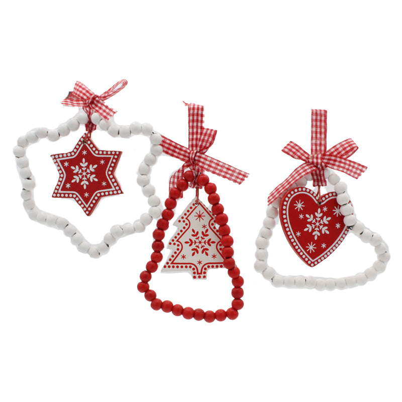 Wooden Beaded Christmas Decorations
