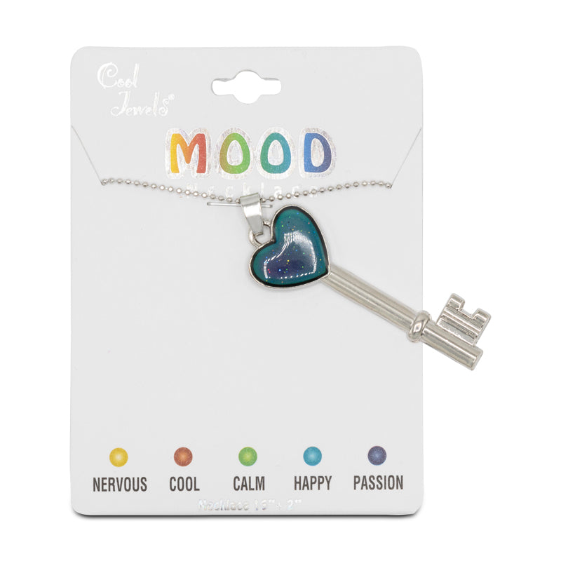 Colour Changing Mood Heart Key Silver Necklace By Cool Jewels