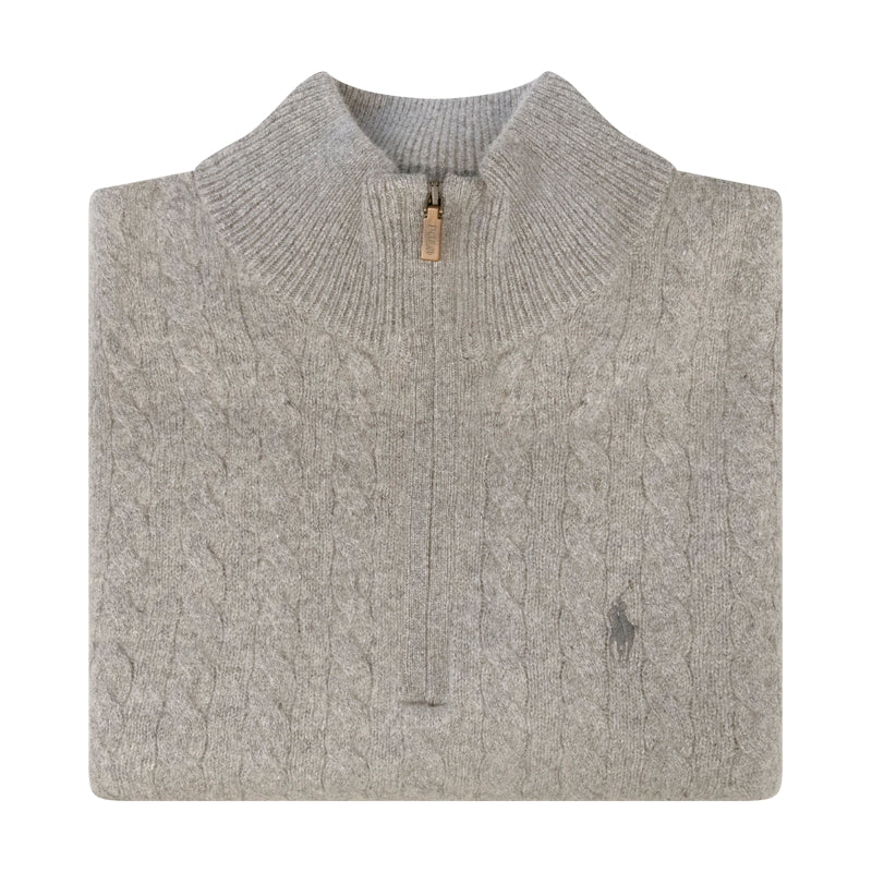 Ralph Lauren Polo Half Zip Cable Men's Grey Knit Jumper