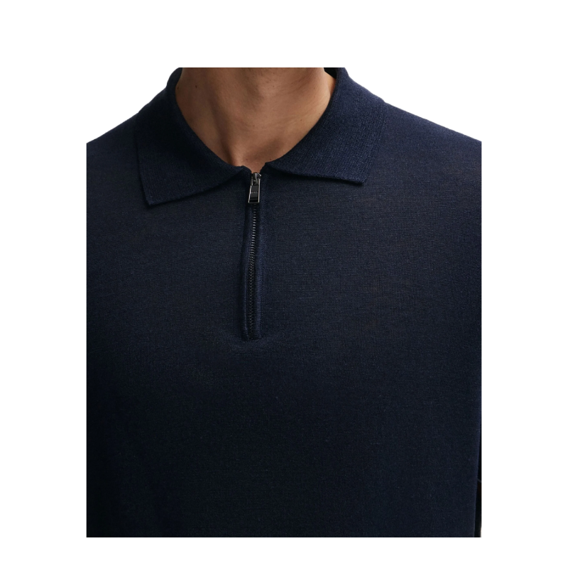 Hugo Boss Trieste Half Zip Men's Polo Shirt Dark Blue