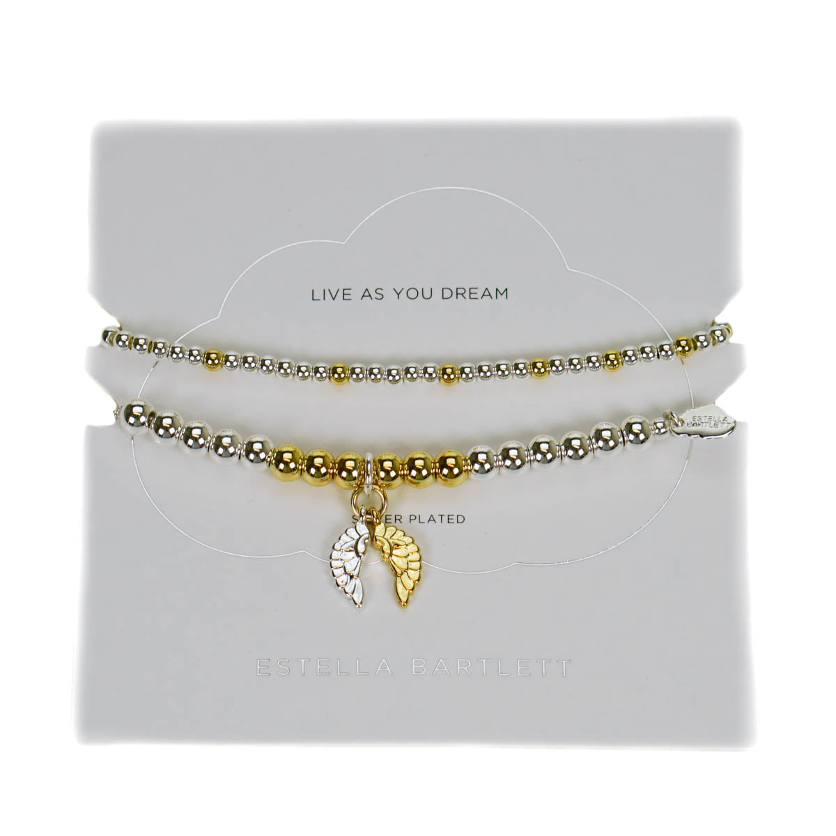 Estella Bartlett Angel Wings Bracelet Set of 2 Silver and Gold Bracelets