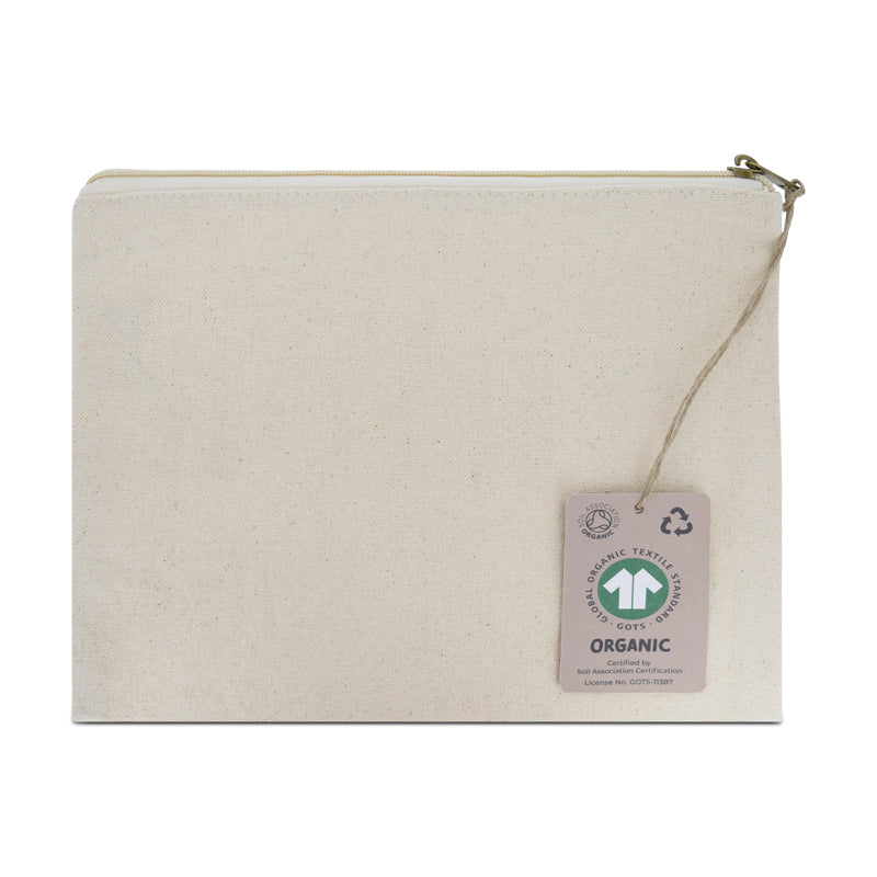 Gots Organic Natural Canvas Zip Pouch - Large