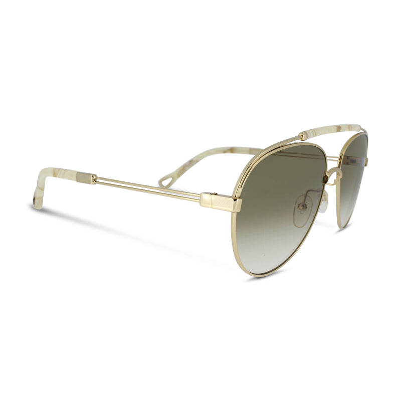 Chloe Women Gradient Ivory Pilot Aviator Sunglasses CE141S 795 (No Case)