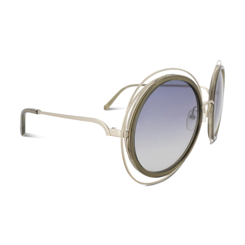 Chloe Gold Blue Lens Round Sunglasses CE120S 750 (No Case)