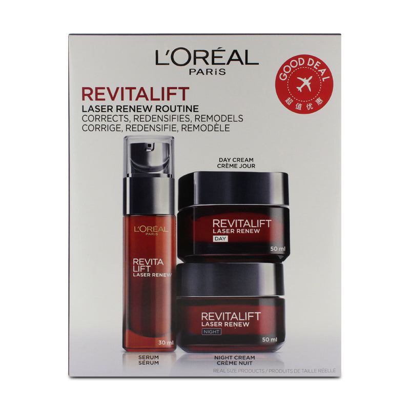 L'Oreal Revitalift Day+Night Cream 50ml Serum 30ml Set (Blemished Box)