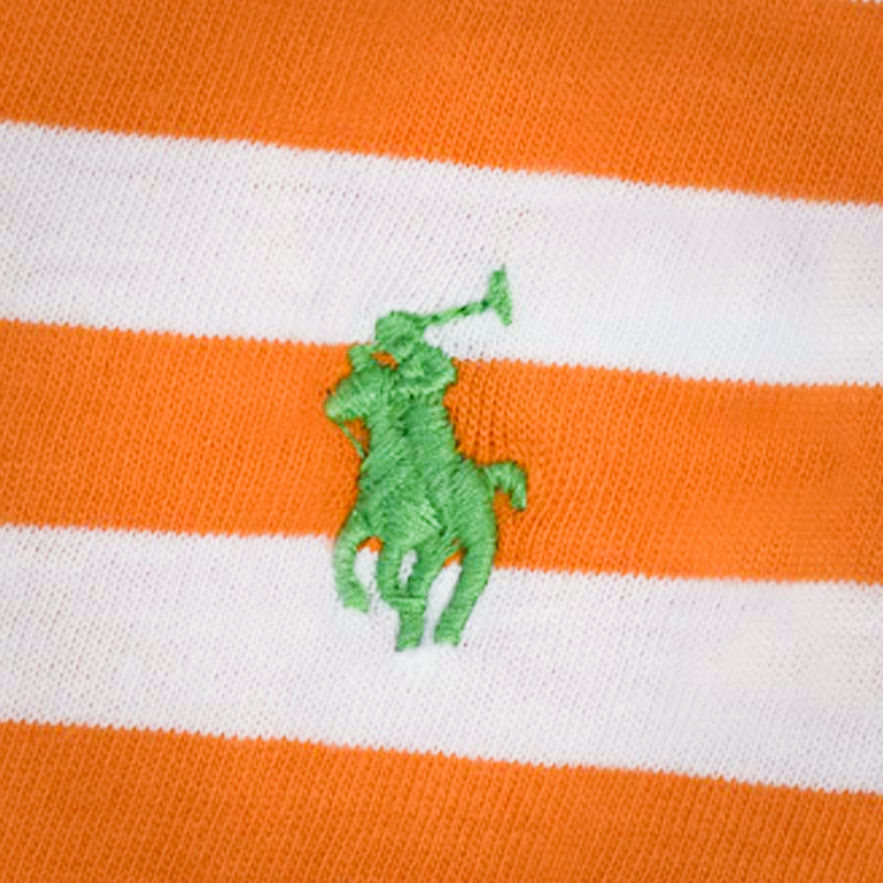 Ralph Lauren Women's Polo Crewneck Striped T-Shirt Orange/White