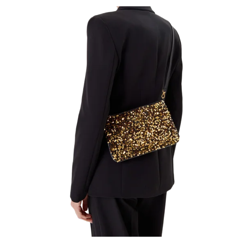 Coccinelle Womens Best Crossbody Paillettes Bag Golden Black E5SME55F501