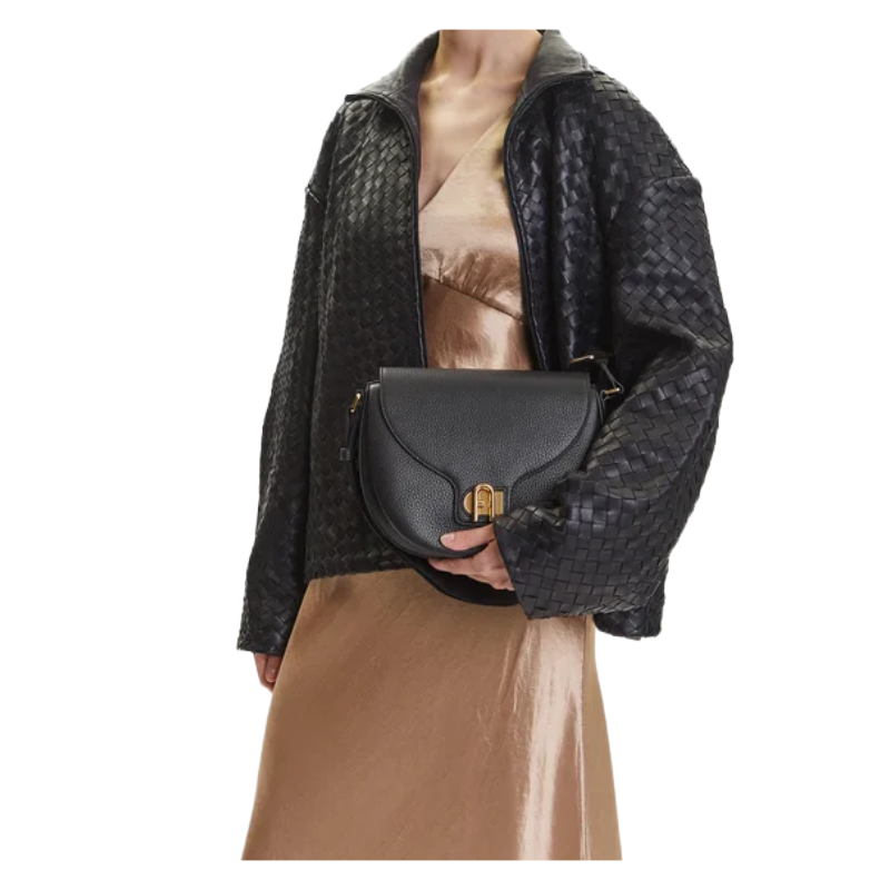 Furla Lotus Leather Crossbody Bag Black