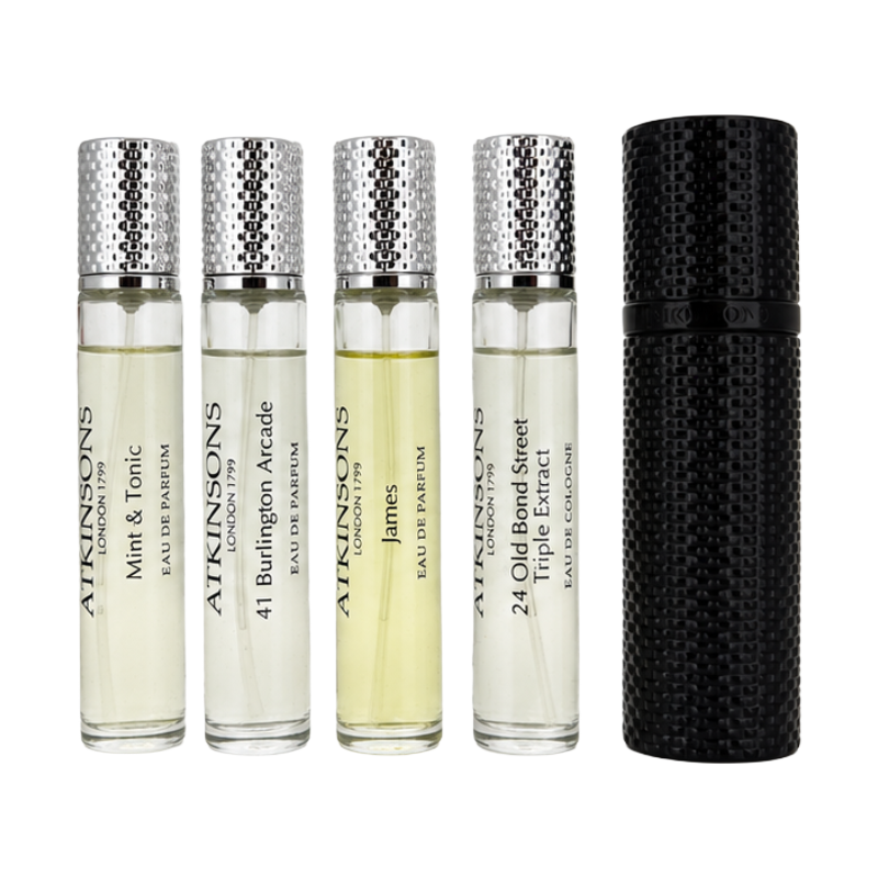 Atkinsons Black Intense Mini Fragrance Set 4 x 10ml With Travel Case