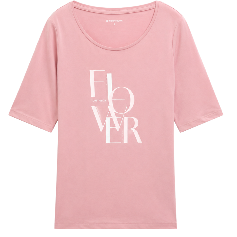 Tom Tailor Pink FLOWER Graphic T-Shirt | Women's Diamanté Tee