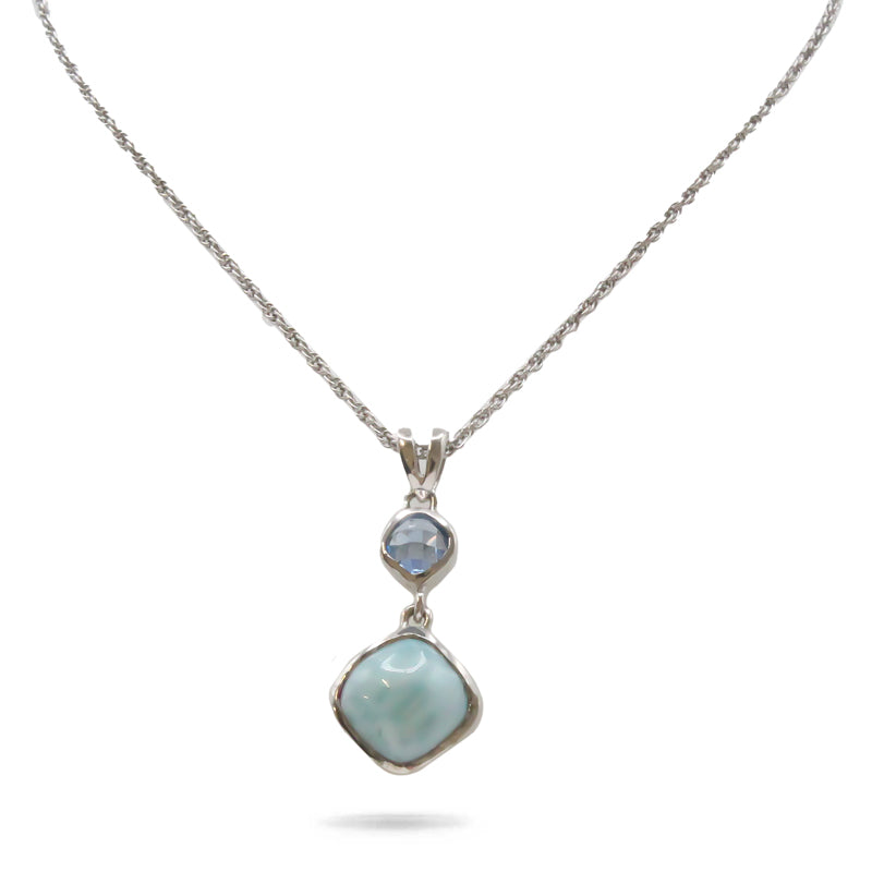 Marahlago Atlantic Cushion Larimar Stone Sterling Silver Necklace
