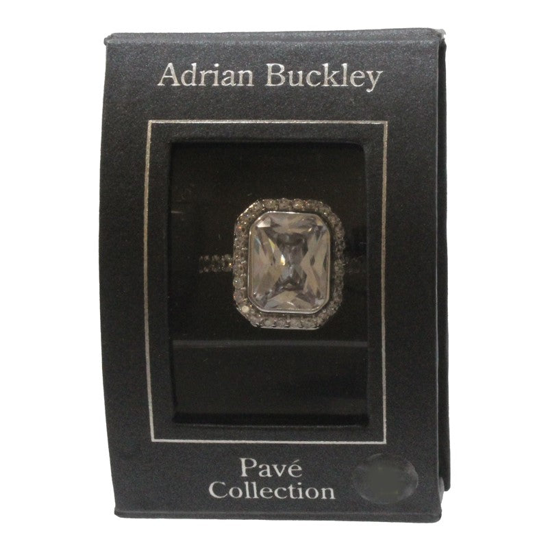 Adrian Buckley Silver Ring Pave Collection Square Ladies Jewellery Medium Size