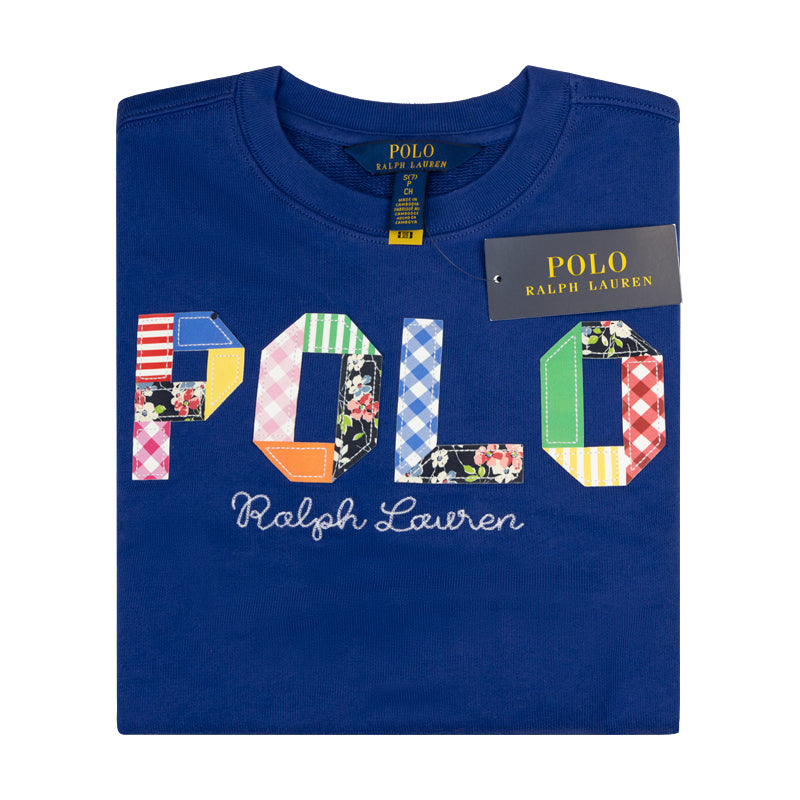 Ralph Lauren Polo Cotton Applique Girls Sweatshirt Blue